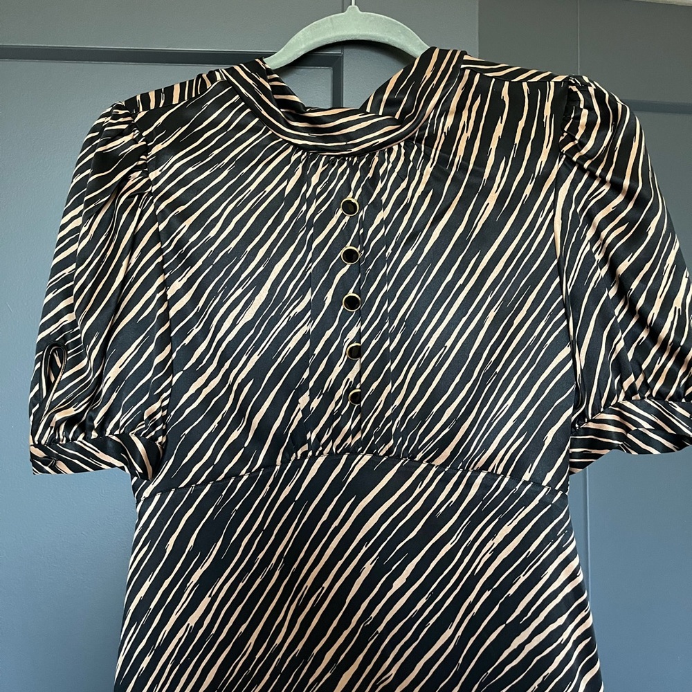 EUC Silk Black and Beige High Neck Mini Betsey Johnson Dress Size 4